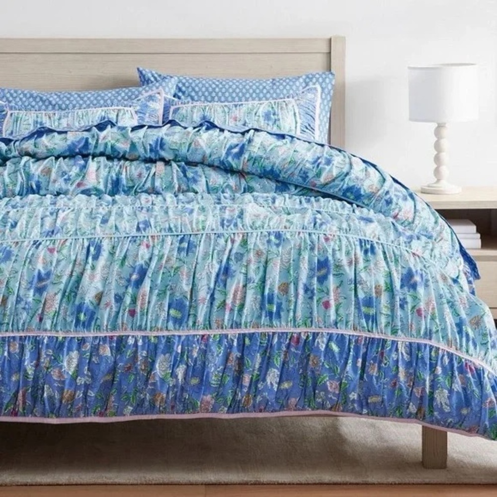 Pottery Barn Blue Floral Duvet Cover